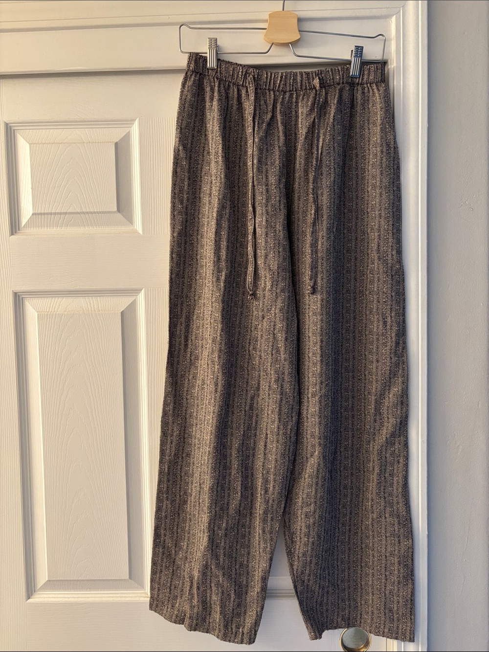 Hillard & Hanson Brown Striped Drawstring Joggers